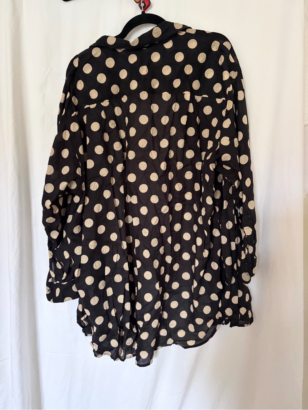 J. Crew Black Sheer Polka Dot Blouse with Cream Dots - Picture 3 of 3